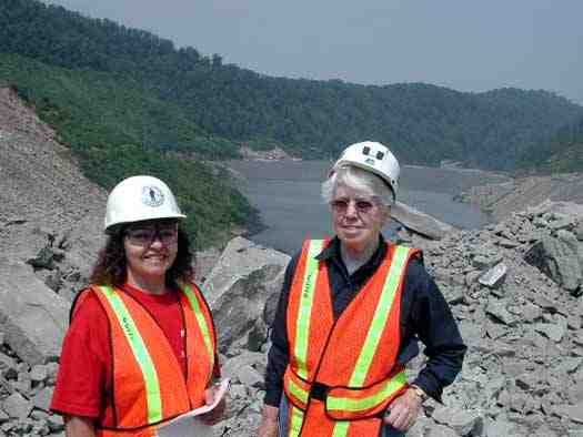 Judy Bonds & Freda Williams of Coal River Mountain Watch tour Brushy Fork impoundment, Whitesville, WVa, June 21, 2001/Vivian Stockman, summerrayneoaks.blogspot.com Judy Bonds & Freda Williams of Coal River Mountain Watch tour Brushy Fork impoundment, Whitesville, WVa, June 21, 2001/Vivian Stockman, summerrayneoaks.blogspot.com