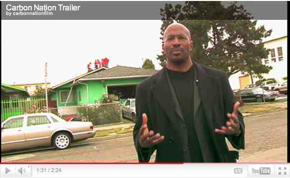 Van Jones, founder Green for All, near a house being fitted with solar panels, Richmond, CA, image from trailer for “Carbon Nation”/carbonnationthemovie.com