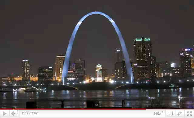 St. Louis Arch, Earth Hour, March 27, 2010, image from "Earth Hour 2011 Official Video"/Earthhour.org, youtube.com