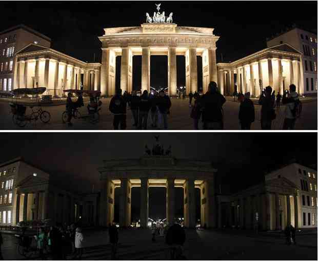 Brandenburg Gate, Berlin, Germany, Earth Hour, March 27, 2010/Reuters, The Telegraph, telegraph.com