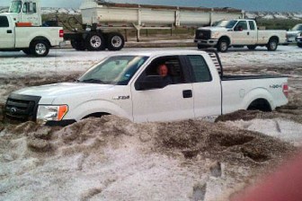 Motorist and truck in slushy hail, Amarillo, TX, April 11, 2012/Amarillo, Potter Randall OEM Motorist and truck in slushy hail, Amarillo, TX, April 11, 2012/Amarillo, Potter Randall OEM