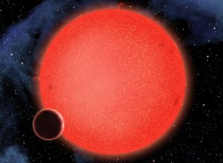 Artist's impression of Water Planet, GJ 1214b orbiting Red Dwarf Star / BBC News