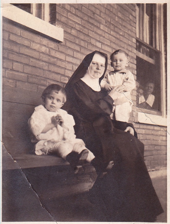 Helen & Arthur Ptacek with Sister Justina, St. Joseph's Bohemian Orphanage, Lisle IL, 1919