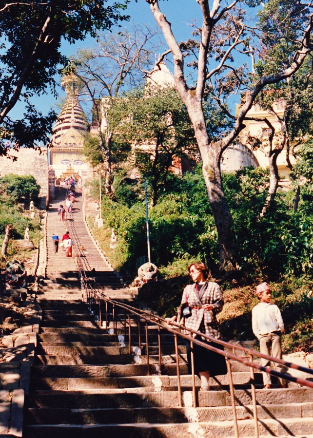 Gini at Swayambhunath (aka Monkey Temple), Kathmandu Valley, Nepal, 1987