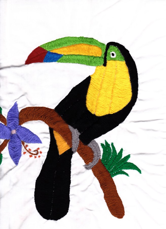 Embroidered cloth from Belize, April 2005/G.K.Wallace