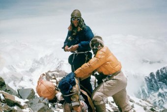 Sir Edmond Hillary & Tensing Norgay ascending Everest, 1953/Alfred Gregory, ABC News Australia