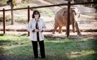 Lily Tomlin & unidentified elephant, location & date unspecified/Lisa Jeffries, pawsweborg, HBO, AP