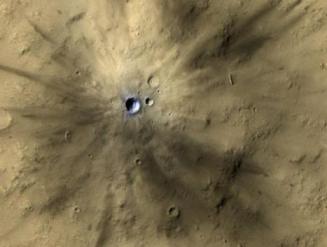 Fresh crater from meteor impact on Mars, undated/NASA, JPL-Caltech, MSSS, UA, UPI