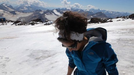 Raha Moharrak on Everest, undated/BBC News