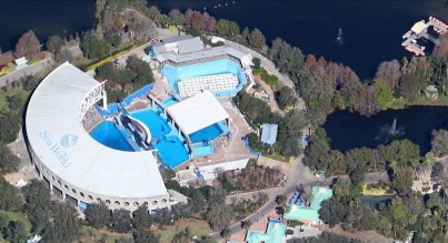 SeaWorld Orlando orca pools (left) and lakes, undated/Google map