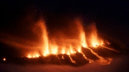 Molton lava repture near Eyjafjallajokull Gracier, Iceland, March 21, 2010/Ragnar Axellson, AP, CBC News