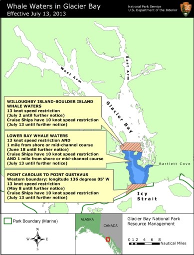 Glacier Bay National Park & Preserve's updated Whale Waters map, July 12, 2013/National Park Service