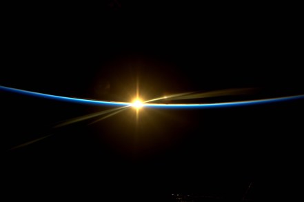 Earth's sunrise from International Space Station / Thomas Pesquet, ESA, NASA, COSMOS / Click for more.