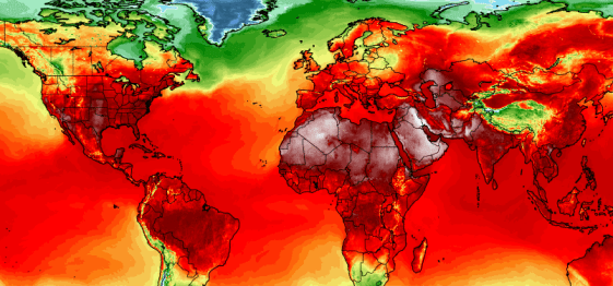 Simulated global temperatures, July 3, 2018 / U of Maine Climate Reanalyzer, The Washington Post / Click for more. Simulated global temperatures, July 3, 2018 / U of Maine Climate Reanalyzer, The Washington Post / Click for more.