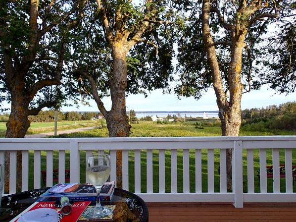Beach House Inn porch facing New London Bay and Lighthouse, French River, PEI, Tuesday 9/10/19