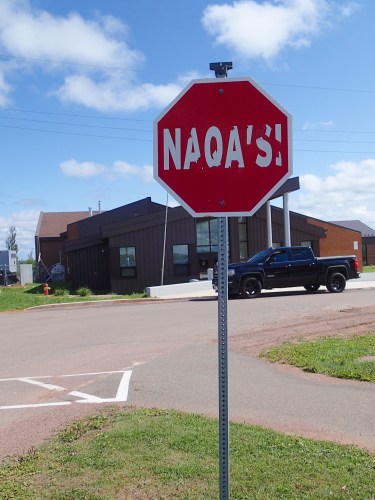 Stop sign in Mi'kmaq, Lennox Island, Thursday 9/12/19