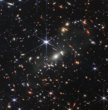 Webb’s First Deep Field Galaxy Cluster SMACS 0723 as it appeared 4.6 billion years ago, less than a billion years after the big bang, released Monday July 11, 2022 / NASA, ESA, CSA, STScI / Click here for more.