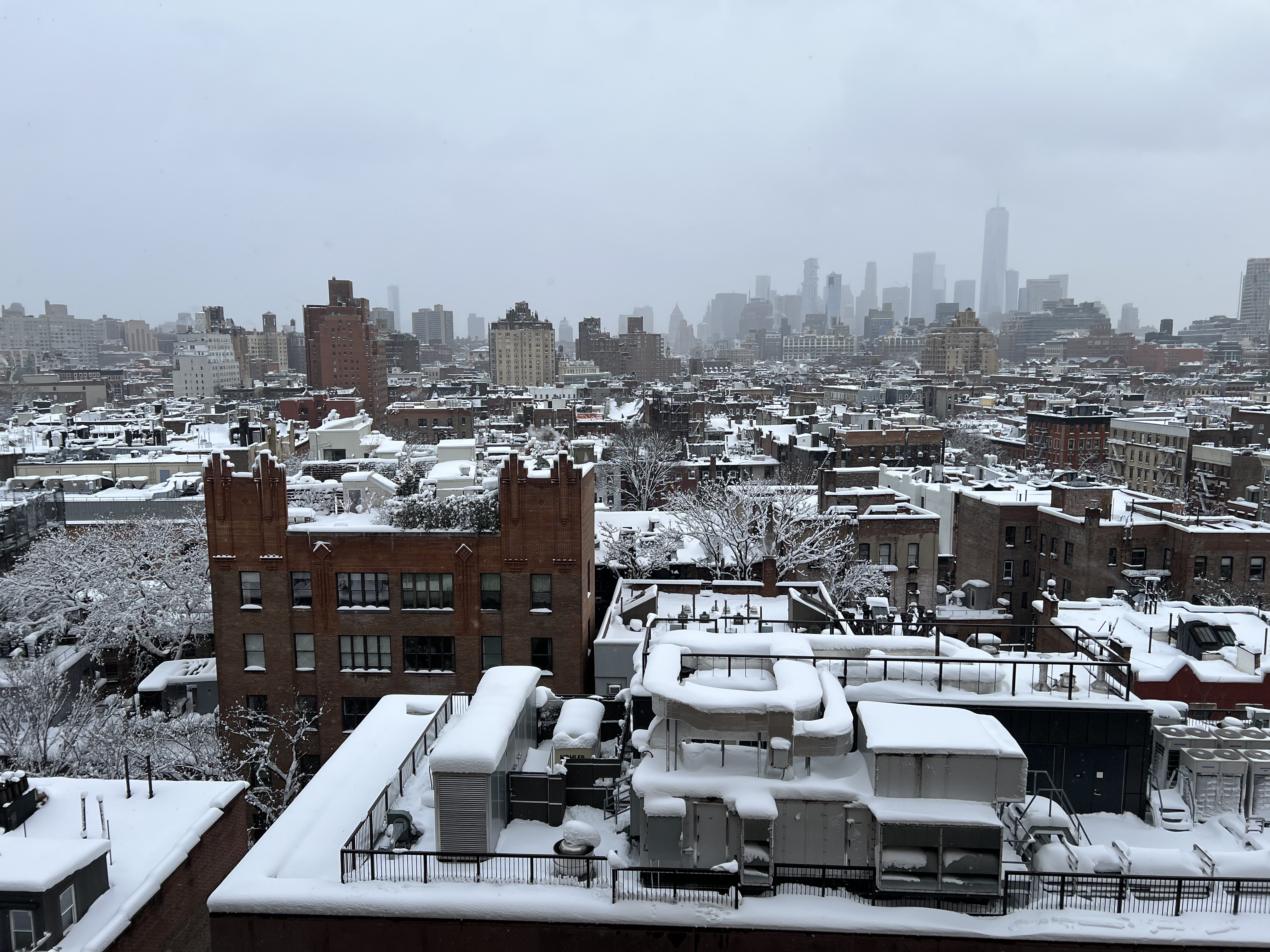 View south from our 13th (called 14th) floor window, Greenwich Village NYC, 3:34 p.m. Monday, February 23, 2026 / Gini Kopecky Wallace
