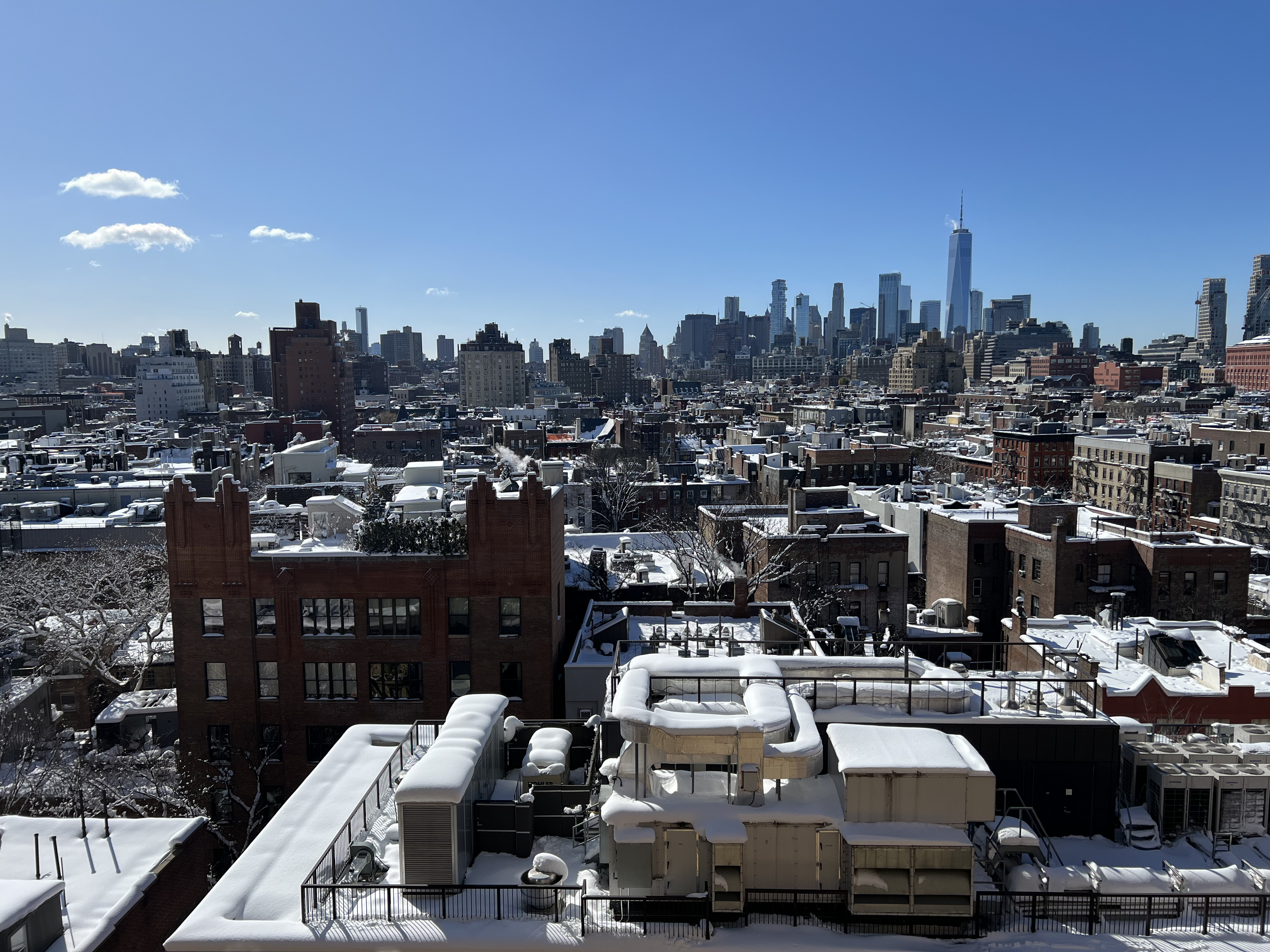 View south from our 13th (called 14th) floor window, Greenwich Village NYC, 10:06 a.m. Tuesday, February 24, 2026 / Gini Kopecky Wallace